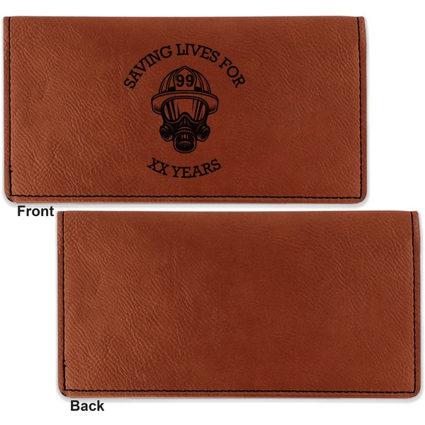 Firefighter Career Leather Checkbook Holder Front and Back Single Sided - Apvl