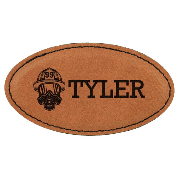 Custom Firefighter Leatherette Oval Name Badge with Magnet (Personalized)