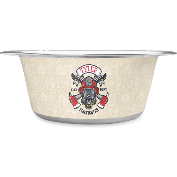 Custom Firefighter Stainless Steel Dog Bowl - Large (Personalized)