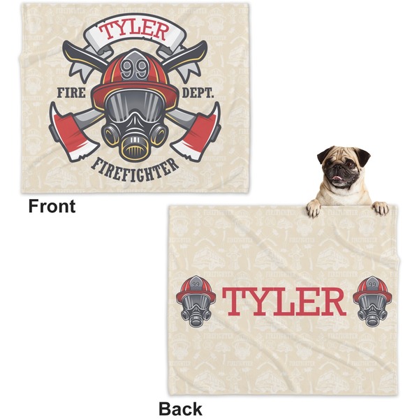 Firefighter Career Microfleece Dog Blanket - Large- Front & Back