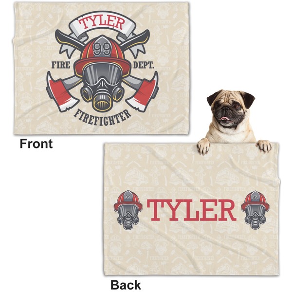Firefighter Career Microfleece Dog Blanket - Regular - Front & Back
