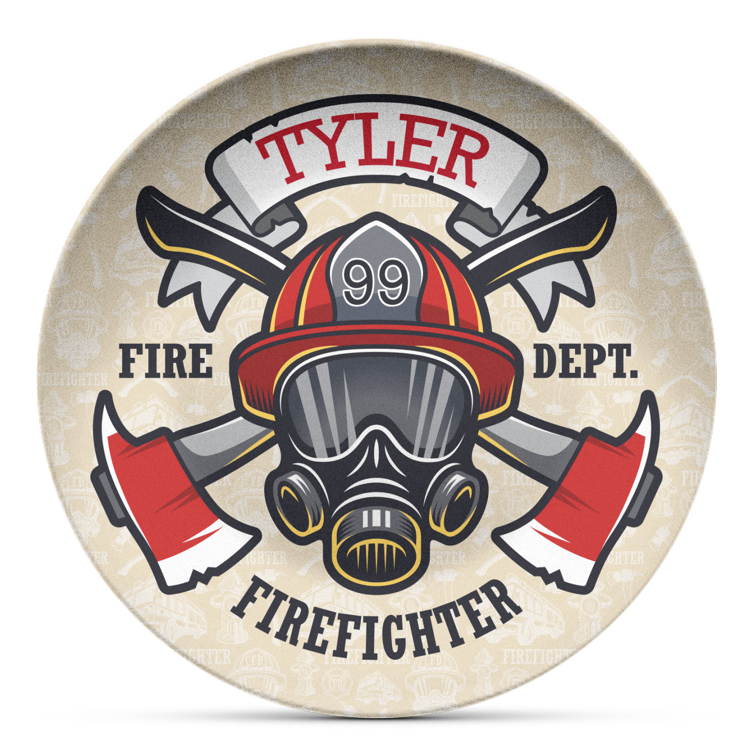 Firefighter Microwave Safe Plastic Plate - Composite Polymer