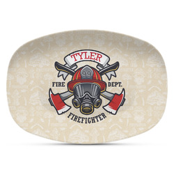 Firefighter Plastic Platter - Microwave & Oven Safe Composite Polymer (Personalized)