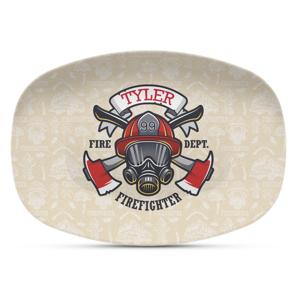 Custom Firefighter Plastic Platter - Microwave & Oven Safe Composite Polymer (Personalized)