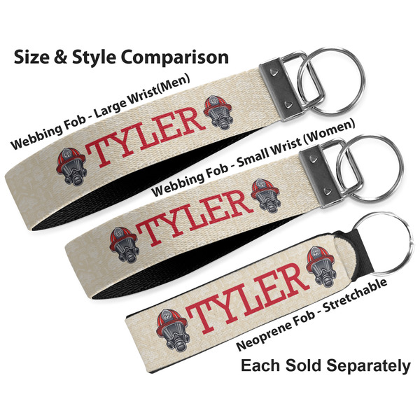 Firefighter Career Multiple Key Ring comparison sizes