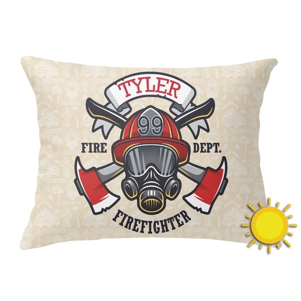 Custom Firefighter Outdoor Throw Pillow (Rectangular) (Personalized)