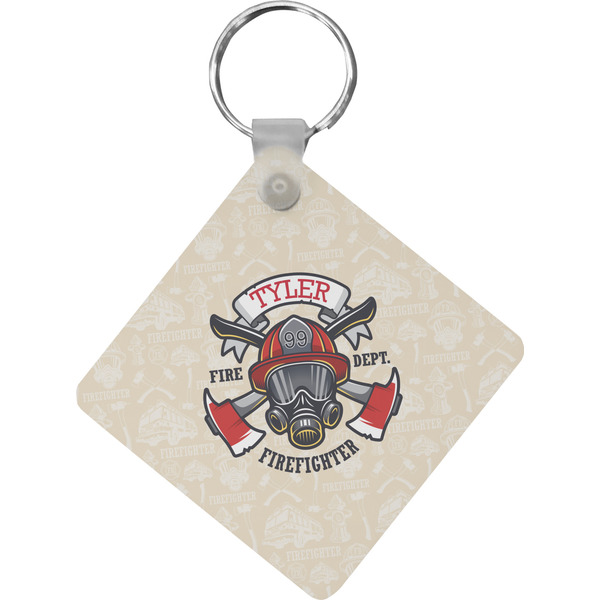 Custom Firefighter Diamond Plastic Keychain w/ Name or Text