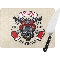 Firefighter Rectangular Glass Cutting Board - Large - 15.25"x11.25" w/ Name or Text
