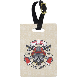 Firefighter Plastic Luggage Tag - Rectangular w/ Name or Text