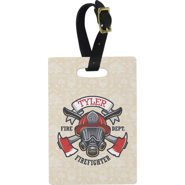 Custom Firefighter Plastic Luggage Tag - Rectangular w/ Name or Text