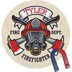 Firefighter Round Fridge Magnet (Personalized)