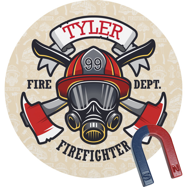 Custom Firefighter Round Fridge Magnet (Personalized)