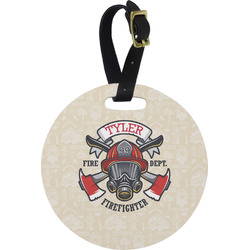 Firefighter Plastic Luggage Tag - Round (Personalized)