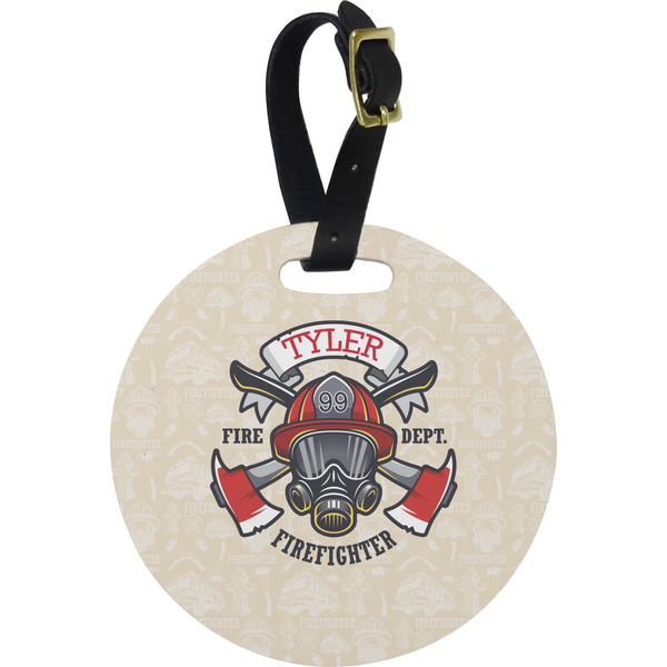 Custom Firefighter Plastic Luggage Tag - Round (Personalized)