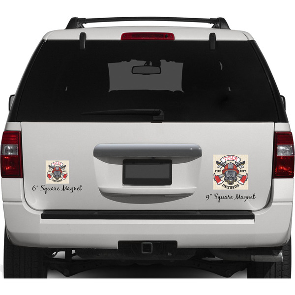 Firefighter Career Personalized Square Car Magnets on Ford Explorer