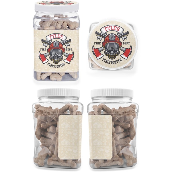 Firefighter Career Pet Treat Jar - Multiple Angles