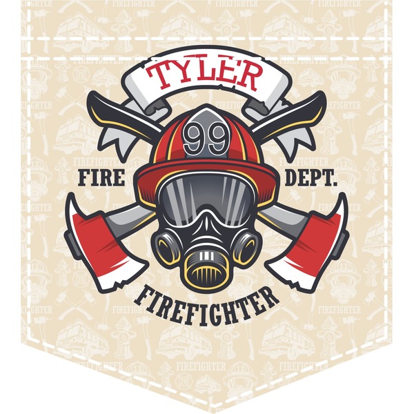 Custom Firefighter Iron On Faux Pocket (Personalized)