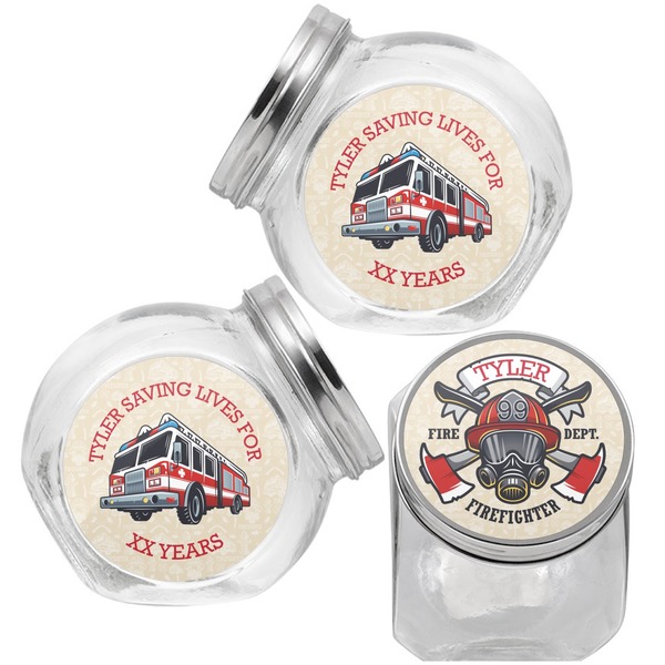 Firefighter Career Puppy Treat Jar - Top Left Right