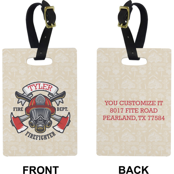 Firefighter Career Rectangle Luggage Tag (Front + Back)
