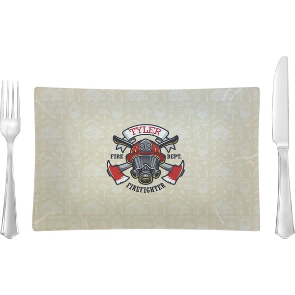 Custom Firefighter Rectangular Glass Lunch / Dinner Plate - Single or Set (Personalized)