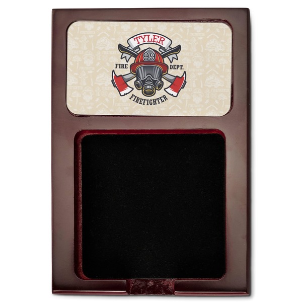 Firefighter Career Red Mahogany Sticky Note Holder - Flat
