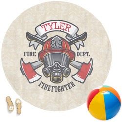Firefighter Round Beach Towel (Personalized)
