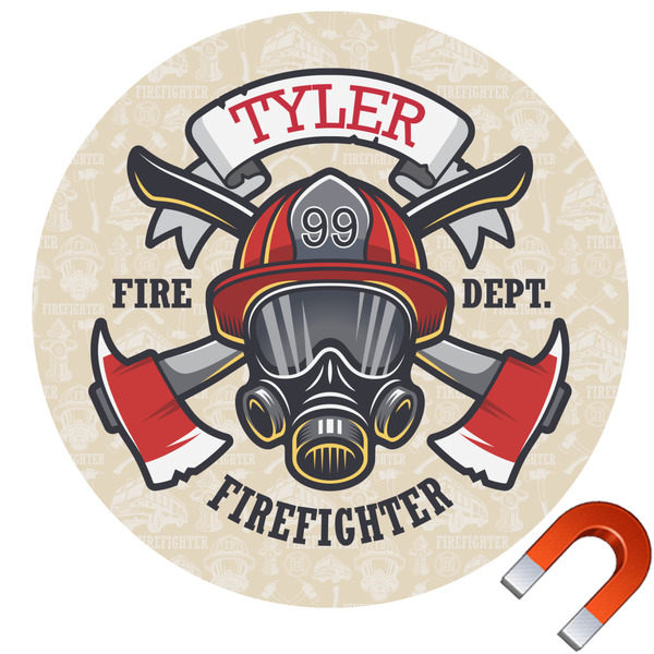 Custom Firefighter Round Car Magnet - 6" (Personalized)