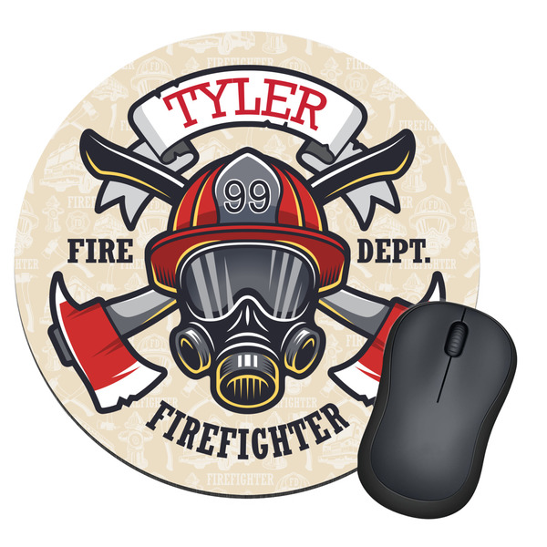 Custom Firefighter Round Mouse Pad (Personalized)
