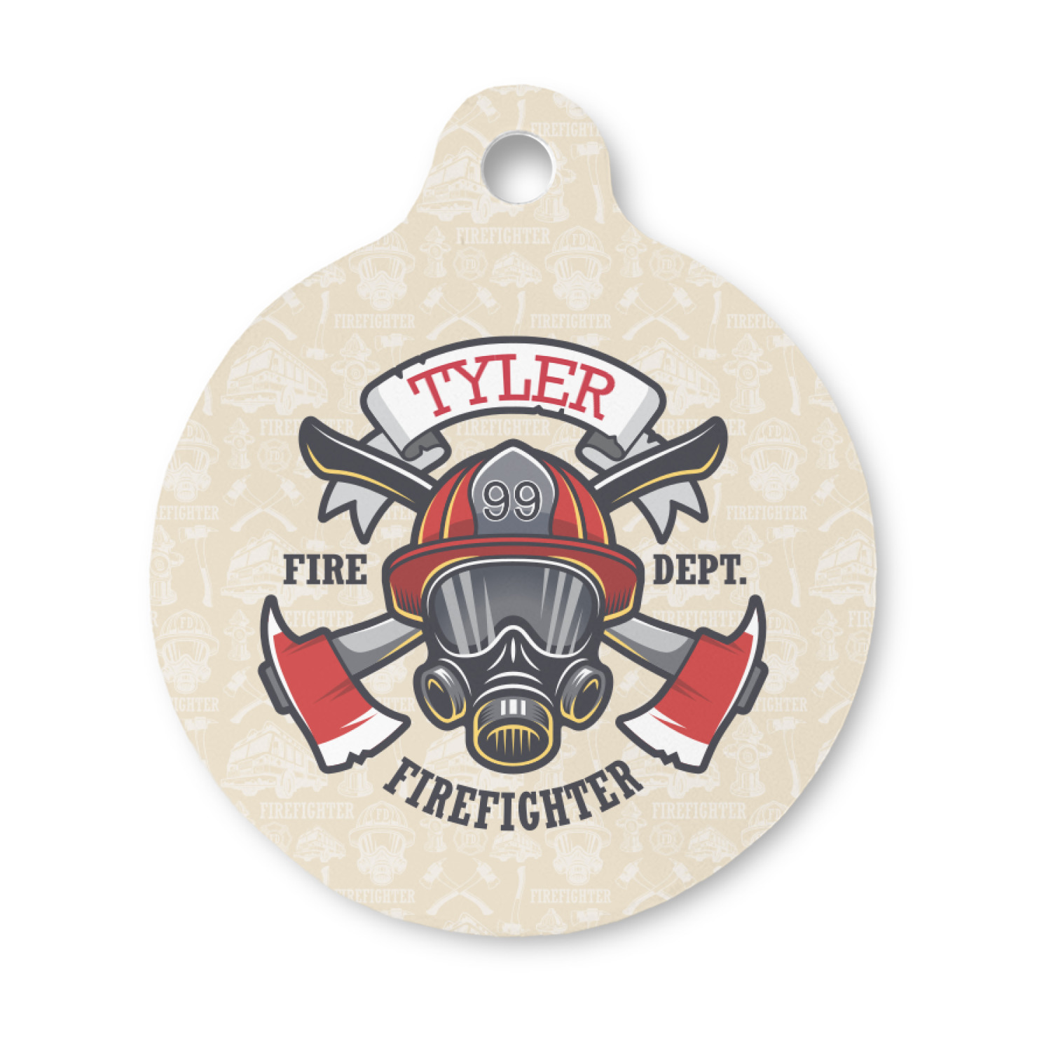 Firefighter Round Pet ID Tag (Personalized) YouCustomizeIt