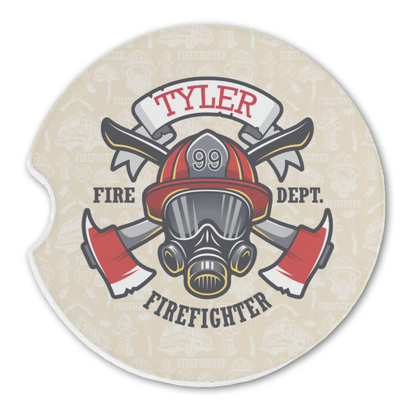Custom Firefighter Sandstone Car Coaster - Single (Personalized)
