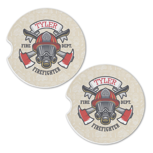 Firefighter Career Sandstone Car Coasters - Set of 2