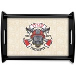 Firefighter Black Wooden Tray - Small (Personalized)