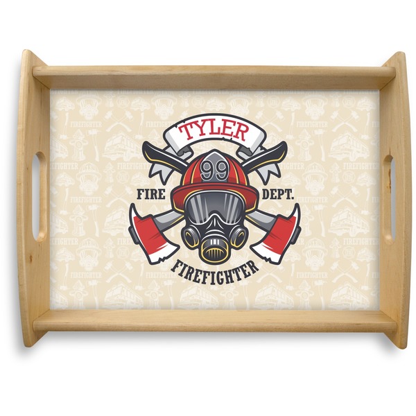 Custom Firefighter Natural Wooden Tray - Large (Personalized)