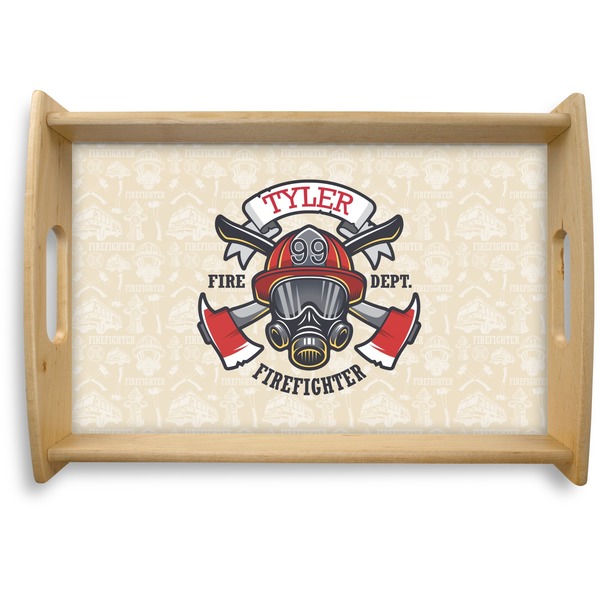 Custom Firefighter Natural Wooden Tray - Small (Personalized)