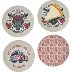 Firefighter Set of 4 Glass Appetizer / Dessert Plate 8" (Personalized)