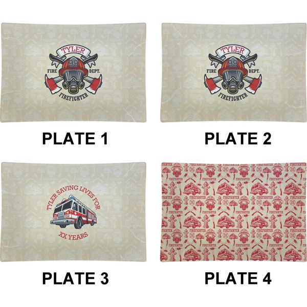 Firefighter Career Set of Rectangular Appetizer / Dessert Plates (Approval)