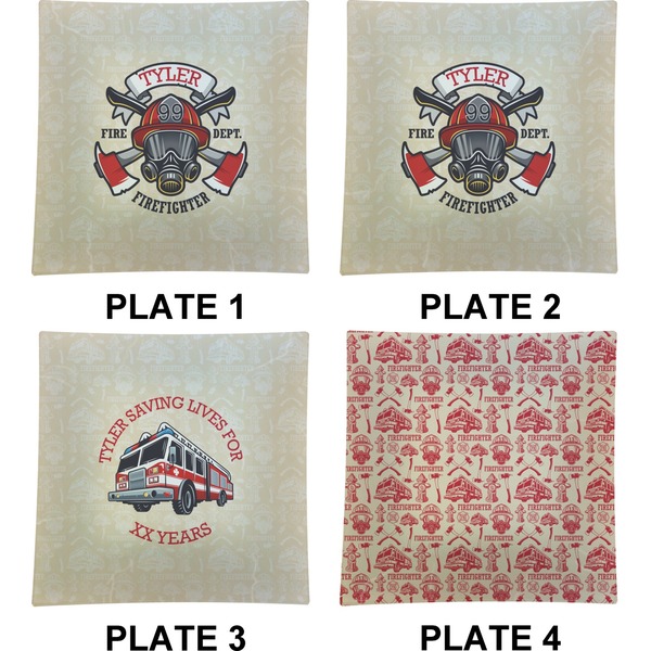 Firefighter Career Set of Square Dinner Plates (Approval)