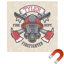 Firefighter Square Car Magnet - 6" (Personalized)