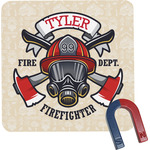 Firefighter Square Fridge Magnet (Personalized)