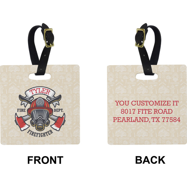 Firefighter Career Square Luggage Tag (Front + Back)