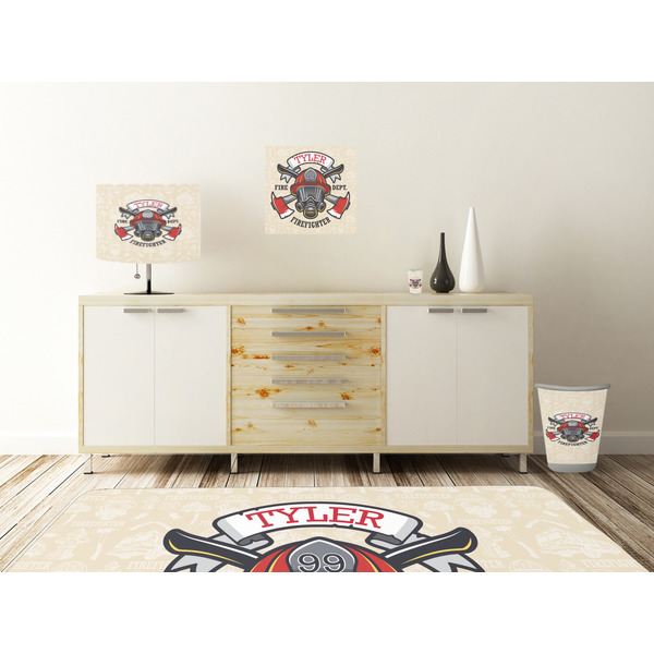 Firefighter Career Square Wall Decal Wooden Desk