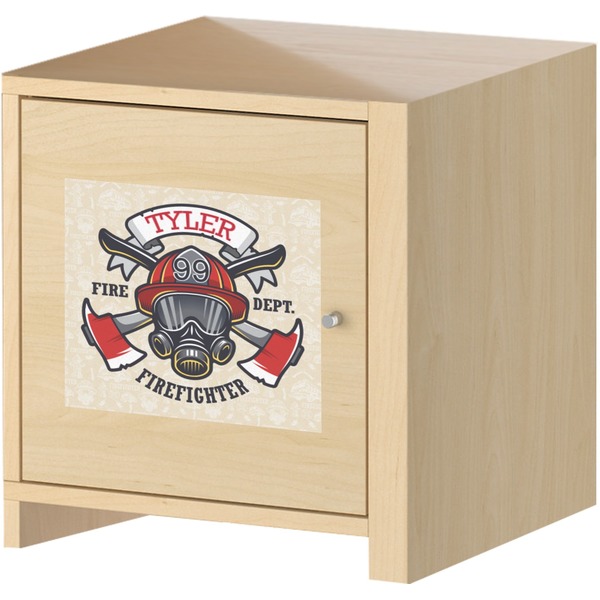 Firefighter Career Square Wall Decal on Wooden Cabinet