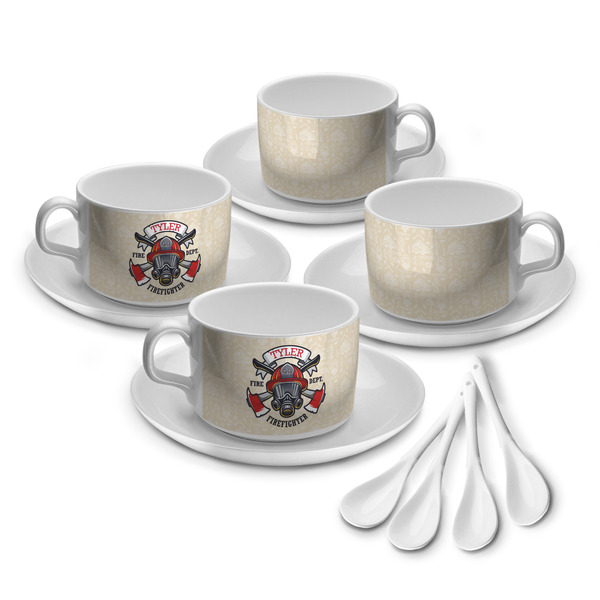 Custom Firefighter Tea Cup - Set of 4 (Personalized)