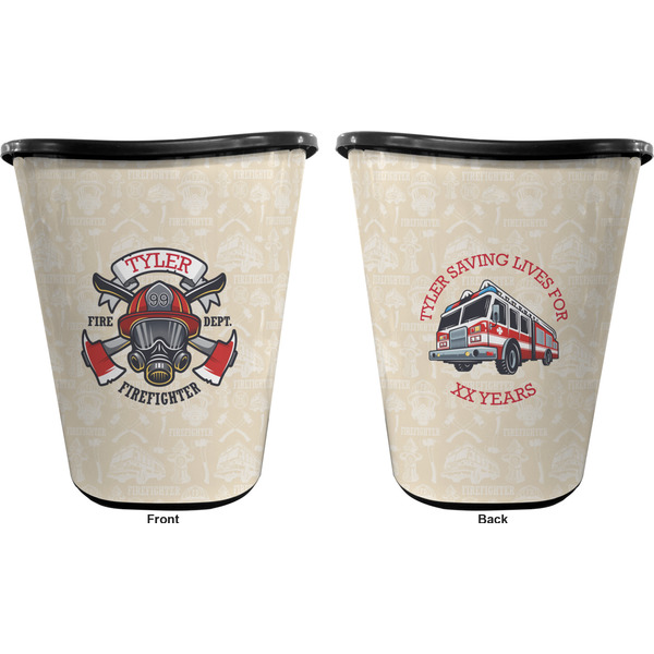 Firefighter Career Trash Can Black - Front and Back - Apvl