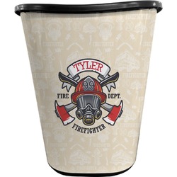 Firefighter Waste Basket - Single Sided (Black) (Personalized)