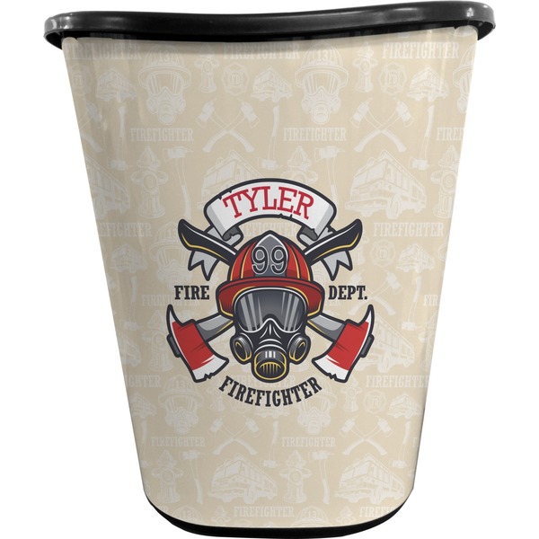 Custom Firefighter Waste Basket - Single Sided (Black) (Personalized)