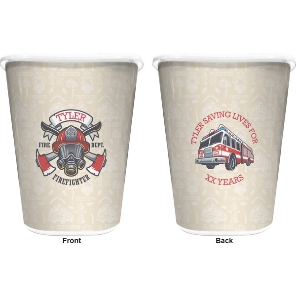 Firefighter Career Trash Can White - Front and Back - Apvl