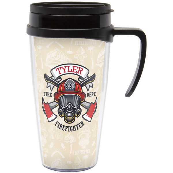 Custom Firefighter Acrylic Travel Mug with Handle (Personalized)