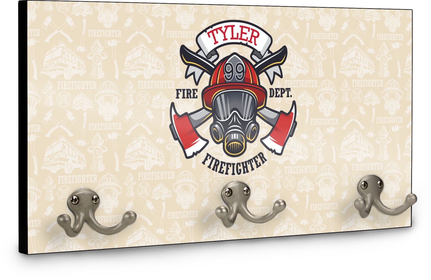 Custom Firefighter Wall Mounted Coat Rack (Personalized) YouCustomizeIt