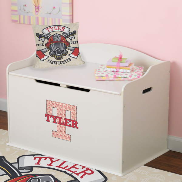 Firefighter Career Wall Name & Initial Small on Toy Chest